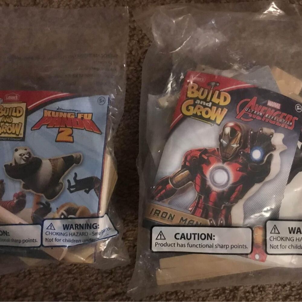 Two brand new build and grow Lowe’s kits Avengers and Kung Fu Panda 2
